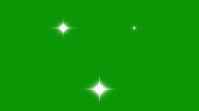 twinkling magic line twinkle stars starlight, Captured in stunning 4K for meditative, celestial, or outer space themes, Starry night, 2D shining twinkle effect on green screen background. 4k video