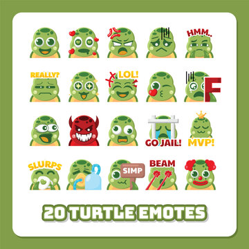 Turtle Twitch emotes expression vector design