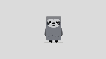 A cute, minimalist illustration of a sloth with a rectangular body and a gray background