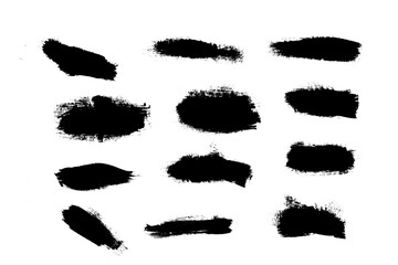Mega bundle of different ink brush strokes:rectangle,square and round freehand drawings.Ink splatters,grungy painted lines,artistic design elements:waves,circles,triangles.Vector paintbrush set.