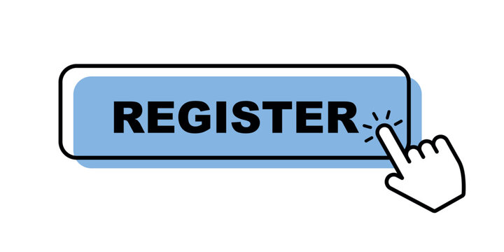 Register now badge vector isolated on white. Vector button for registration in services, blogs, websites.