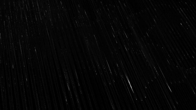 Dark Starfall with White Light Streaks Falling Through Deep Black Sky &ndash; Dramatic Cosmic Rain and Mystical Night Atmosphere Background in 4K