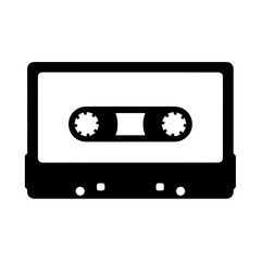 Naklejka premium Black and white illustration of a cassette tape icon