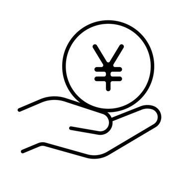 支払い・収益を表す、手の上の円マークアイコン