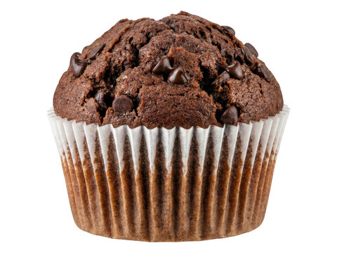 Rich Chocolate Chip Muffin in a White Fluted Paper Liner