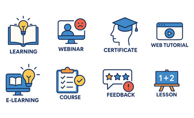 Various educational and learning resource icons displayed together