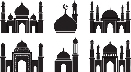 Islamic Mosque Silhouette Collection for Ramadan and Eid Mubarak © Azizur