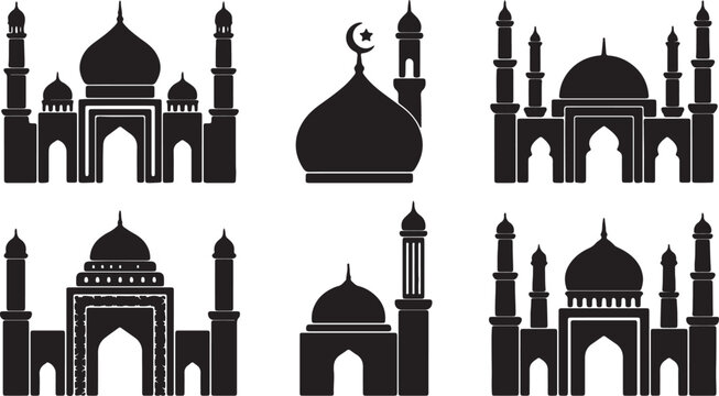 Islamic Mosque Silhouette Collection for Ramadan and Eid Mubarak