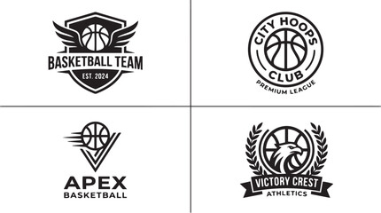 Obraz premium Professional Basketball Team Logo and Shield Emblem Set.