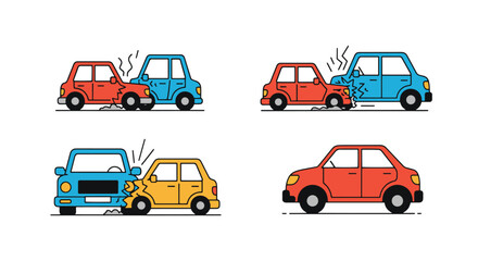 Naklejka premium Car Crash Line art creative smooth modern illustration