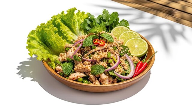 Spicy Thai Chicken Larb Salad with Mint and Lime
