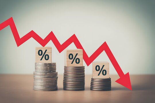 Declining financial trend with percentage decrease