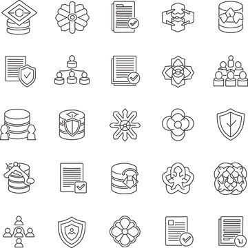 Big Data Architecture, Blockchain and Software Structure Icons