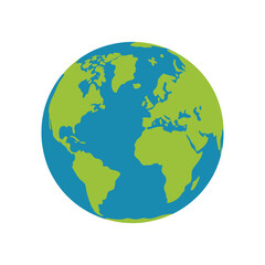 Fototapeta premium Stylized illustration of earth with green landmasses and blue oceans