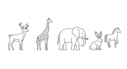 A happy cartoon giraffe vector illustration featuring a cute wildlife animal design with a fun sketch style perfect for nature and art projects © Wida