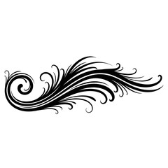 Fototapeta premium Elegant black floral swirl design element on white background