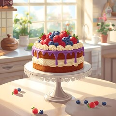 chocolate cake with berries