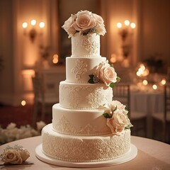 wedding cake with flowers