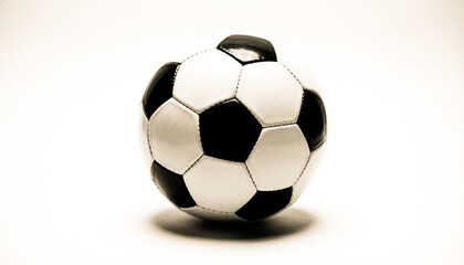 Fototapeta premium Classic Black and White Leather Football Soccer Ball Isolated on White Background with Soft Shadow