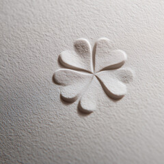 Luxury Blind Emboss Four Leaf Clover on Cotton Paper Macro