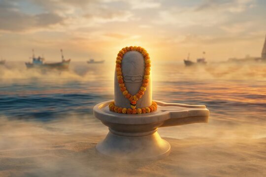 Masi Magam Lord Shiva Theerthavari &ndash; Sacred Ocean Sunrise Devotional Art
