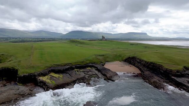 Aerial view of Classiebawn Castle on County Sligo, Ireland