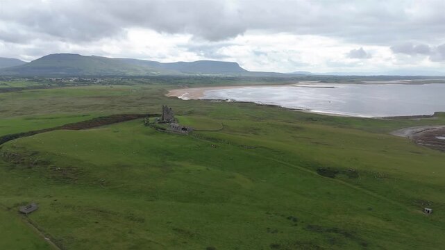 Aerial view of Classiebawn Castle on County Sligo, Ireland