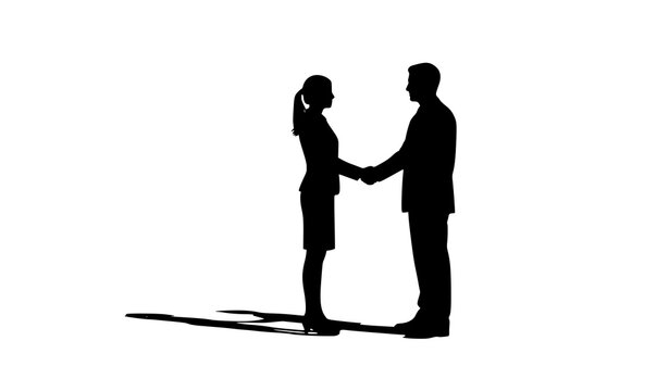 Silhouette Handshake: A pair of figures, bathed in a gentle contrast of light and shadow, extend their hands in a gesture of unity and agreement.