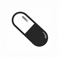 Black and white capsule pill isolated on transparent background medical concept