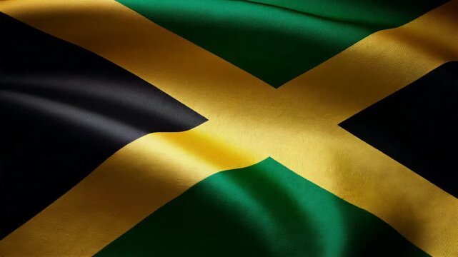 jamaican flag waving in the wind. flag of jamaica