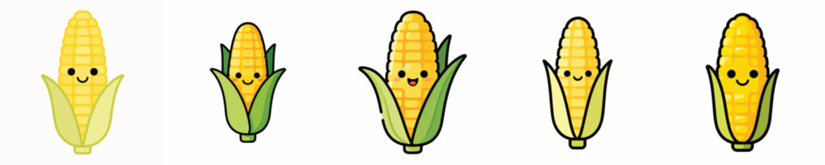 cute smiling corn vector