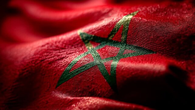 moroccan flag waving in the wind. flag of morocco