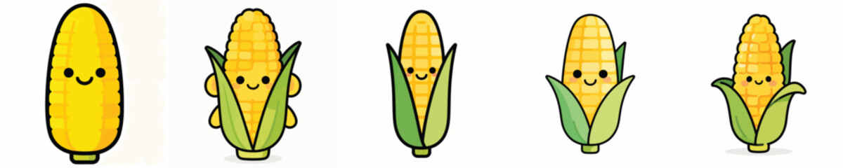 cute smiling corn vector