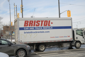 Fototapeta premium Bristol Car and Truck Rentals vehicle Lake Shore Blvd E at Leslie St, Toronto