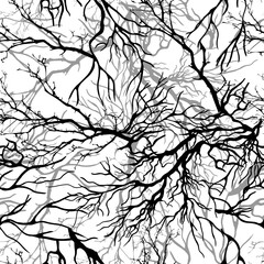 Fototapeta premium Seamless pattern tree branches. hand drawing. Not AI Vector illustration.