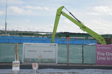 Fototapeta premium construction site at Corktown Station of the Ontario Line West Don Lands, Toronto