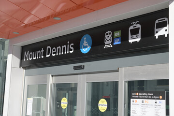 Fototapeta premium Eglinton Av W entrance to Mount Dennis station of Eglinton Line 5, Toronto