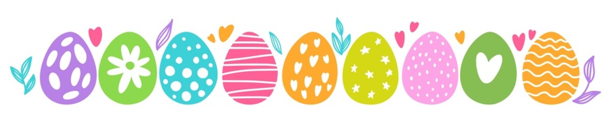 Vector horizontal Easter pattern with Easter eggs designs