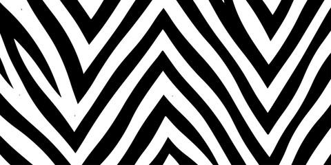 Fototapeta premium Seamless black and white zebra skin pattern featuring detailed wild animal hair texture and nature-inspired striped camouflage lines for a bold safari wildlife design wallpaper