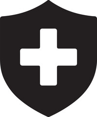 Obraz premium Shield with medical cross vector icon minimalist flat silhouette EPS.