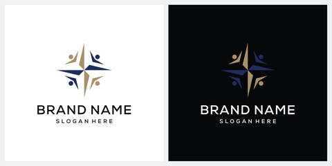 Obraz premium Compass with community logo design vector