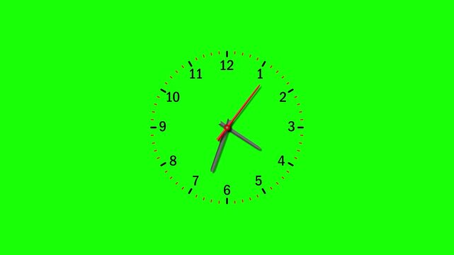 Animation of the analog clock from 4 to 5 o'clock. The clock is counting down 1 hour at a fast pace, but the last 15 seconds are moving at a normal speed.