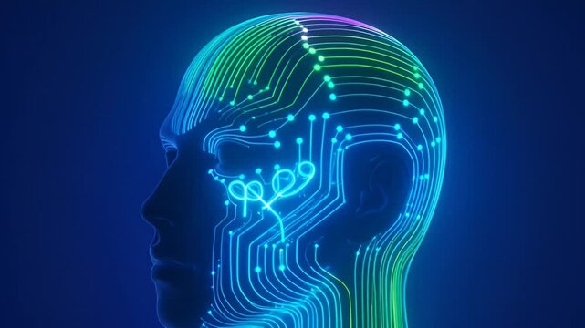 Futuristic digital brain interface of human intelligence and advanced technology