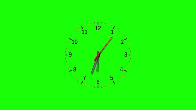Animation of the analog clock from 6 to 7 o'clock. The clock is counting down 1 hour at a fast pace, but the last 15 seconds are moving at a normal speed.