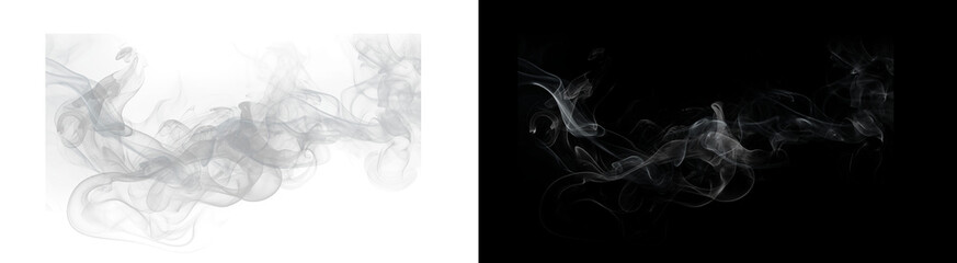 PNG image of Ethereal plumes of swirling white smoke curl gracefully across the deep black void on transparent background © rehena