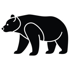 Obraz premium Illustration of a bear icon on a white background in silhouette style silhouette