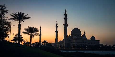 Naklejka premium Ramadan mosque silhouette