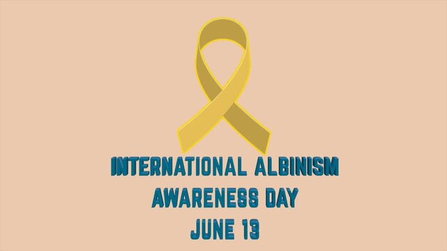 International albinism awareness day greeting on june 13 with yellow ribbon.
