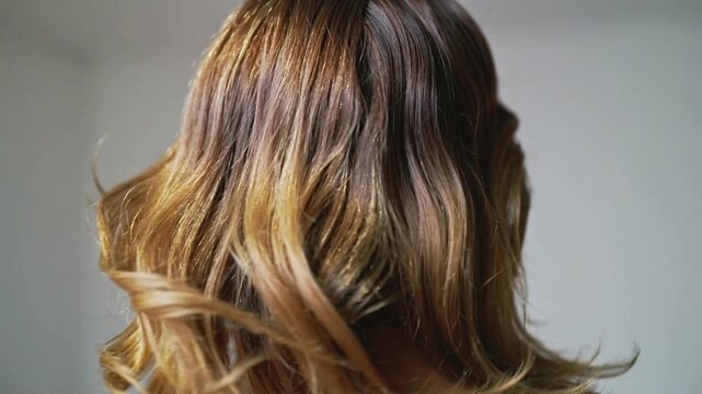 Woman with Long Blonde Hair in Braided Hairstyle Close Up Slow Motion