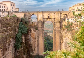 Wandcirkels Ronda Puente Nuevo Puente Nuevo Bridge over El Tajo Gorge in Ronda, Spain  © pillerss